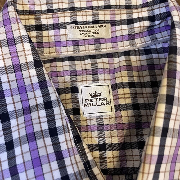 Peter Millar Dress‎ Shirt Mens Medium Check Button Up Long Sleeve Cotton - Picture 5 of 7